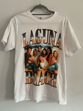 BRISCO Vintage Y2K Laguna Beach Graphic Short Sleeve Tee - White - L